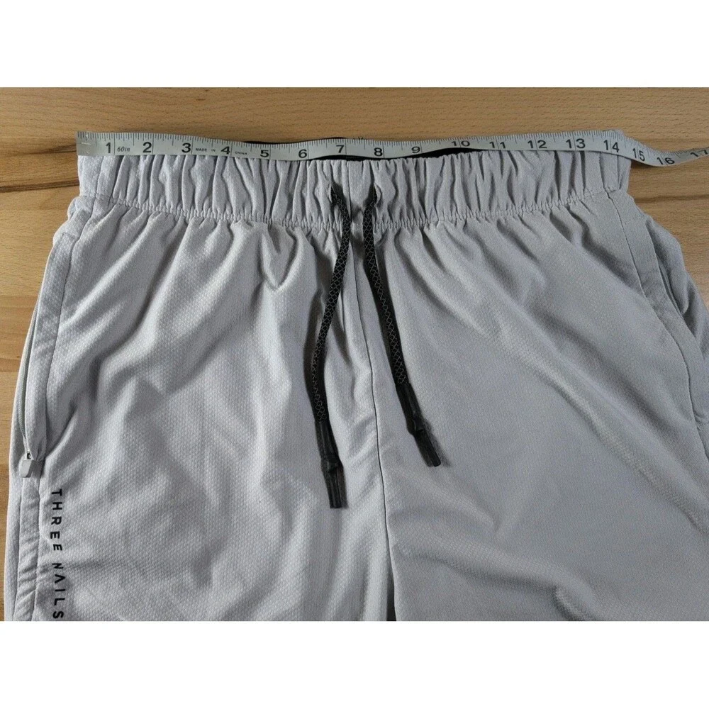 Three Nails Shorts Mens 2XL Gray Athletic Running Quick Dry Lined Drawstring
